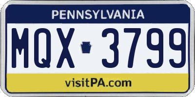 PA license plate MQX3799