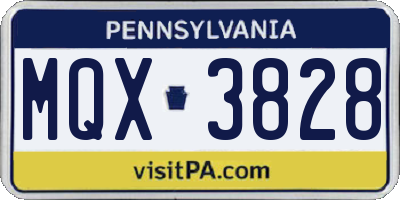 PA license plate MQX3828