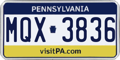 PA license plate MQX3836