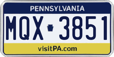 PA license plate MQX3851