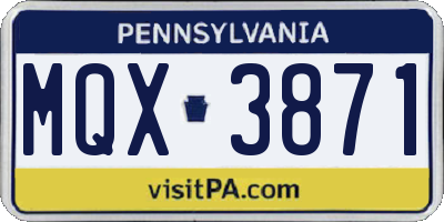 PA license plate MQX3871