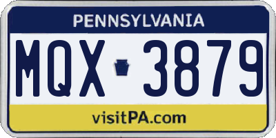PA license plate MQX3879