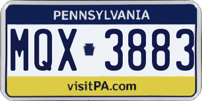PA license plate MQX3883