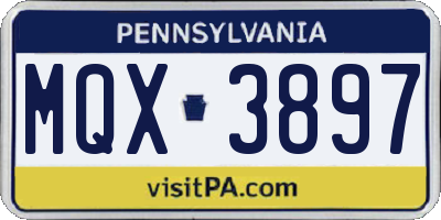 PA license plate MQX3897