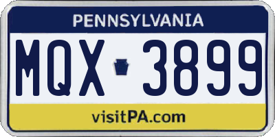 PA license plate MQX3899
