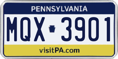 PA license plate MQX3901