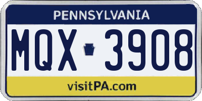 PA license plate MQX3908