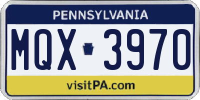 PA license plate MQX3970