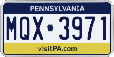 PA license plate MQX3971