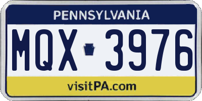 PA license plate MQX3976