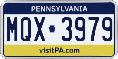 PA license plate MQX3979