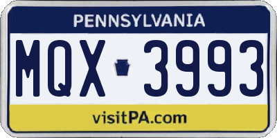 PA license plate MQX3993