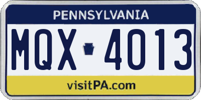 PA license plate MQX4013