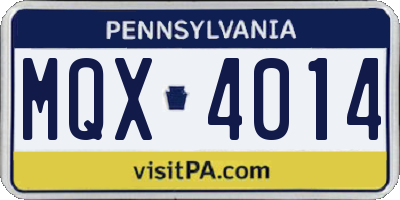 PA license plate MQX4014