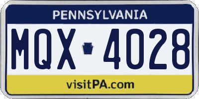 PA license plate MQX4028