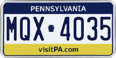 PA license plate MQX4035