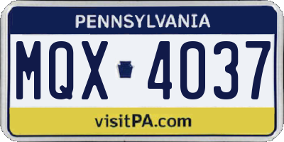 PA license plate MQX4037