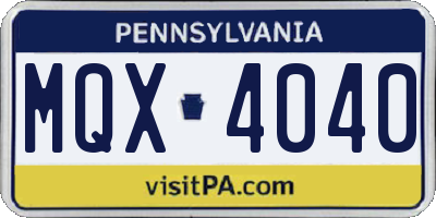 PA license plate MQX4040