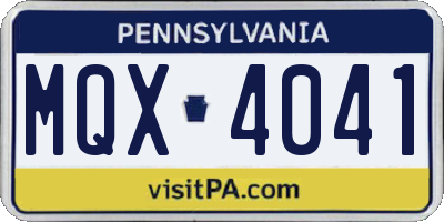 PA license plate MQX4041