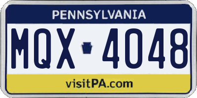 PA license plate MQX4048