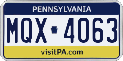 PA license plate MQX4063