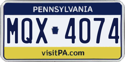 PA license plate MQX4074
