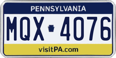 PA license plate MQX4076