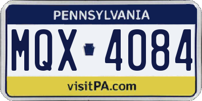 PA license plate MQX4084
