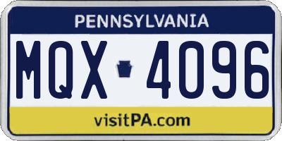 PA license plate MQX4096