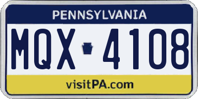 PA license plate MQX4108