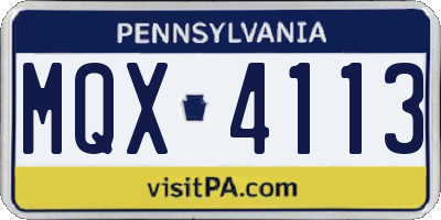 PA license plate MQX4113