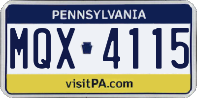 PA license plate MQX4115