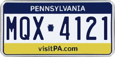 PA license plate MQX4121