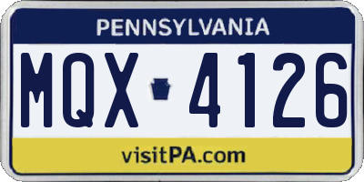 PA license plate MQX4126