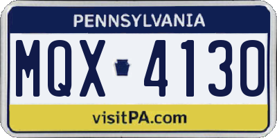 PA license plate MQX4130