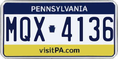 PA license plate MQX4136