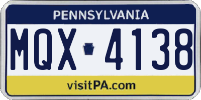 PA license plate MQX4138