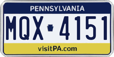 PA license plate MQX4151