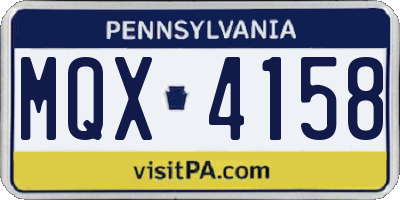 PA license plate MQX4158
