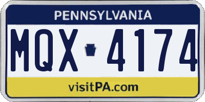PA license plate MQX4174