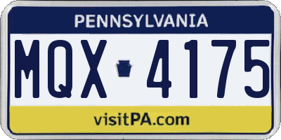 PA license plate MQX4175