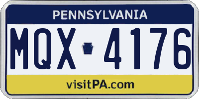 PA license plate MQX4176