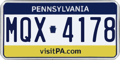 PA license plate MQX4178