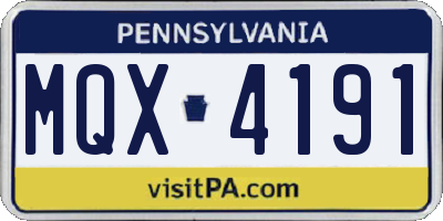 PA license plate MQX4191