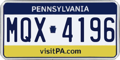 PA license plate MQX4196
