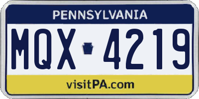 PA license plate MQX4219