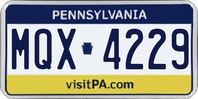 PA license plate MQX4229