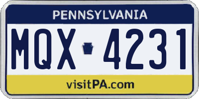 PA license plate MQX4231