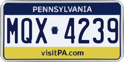 PA license plate MQX4239