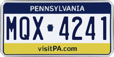 PA license plate MQX4241